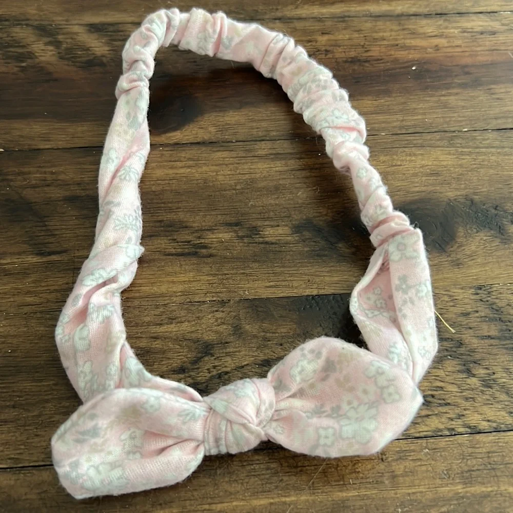 Pink floral top knot headband